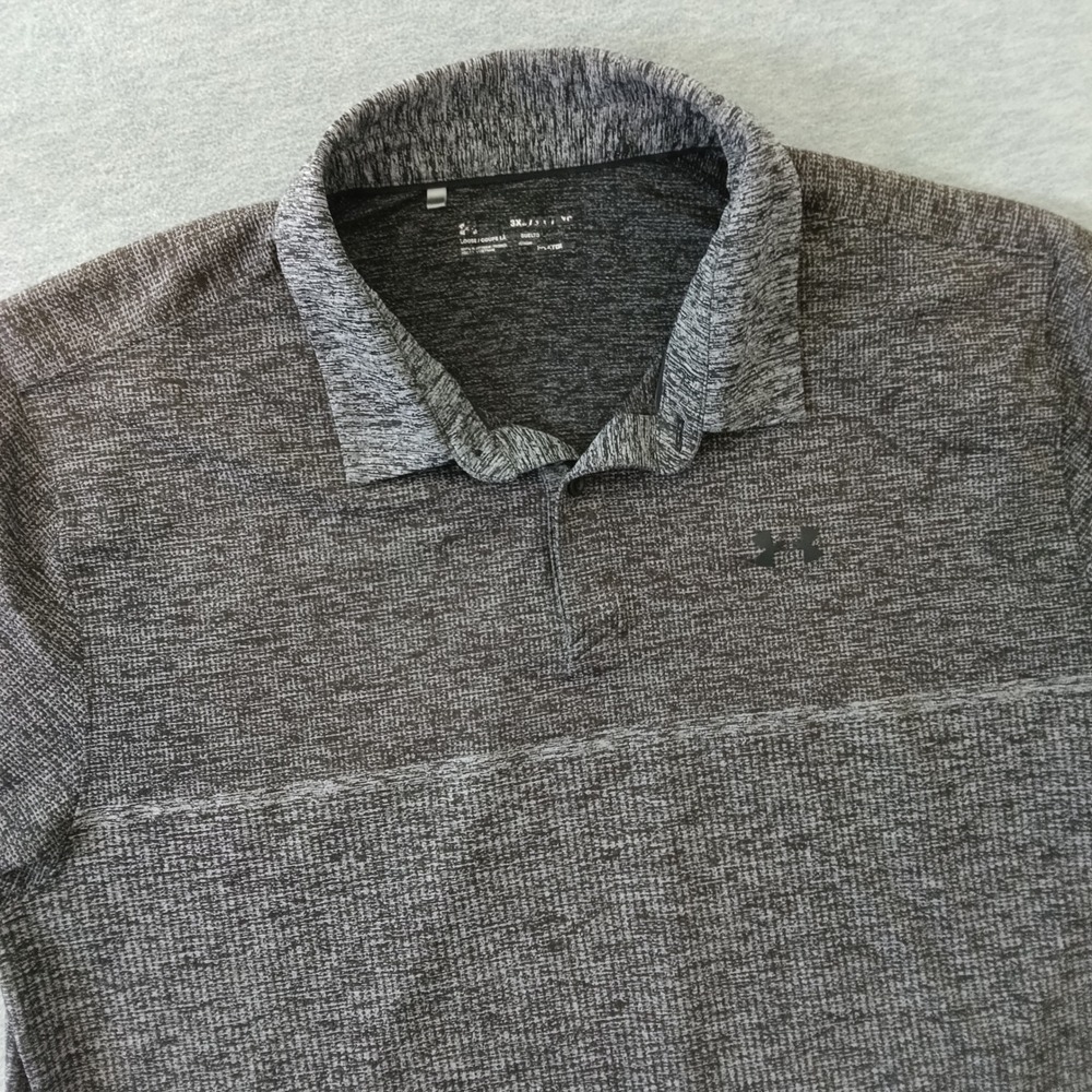 Under Armour Mens 3XL Polo Shirt Gray Space Dye HeatGear Loose Fit Short Sleeve